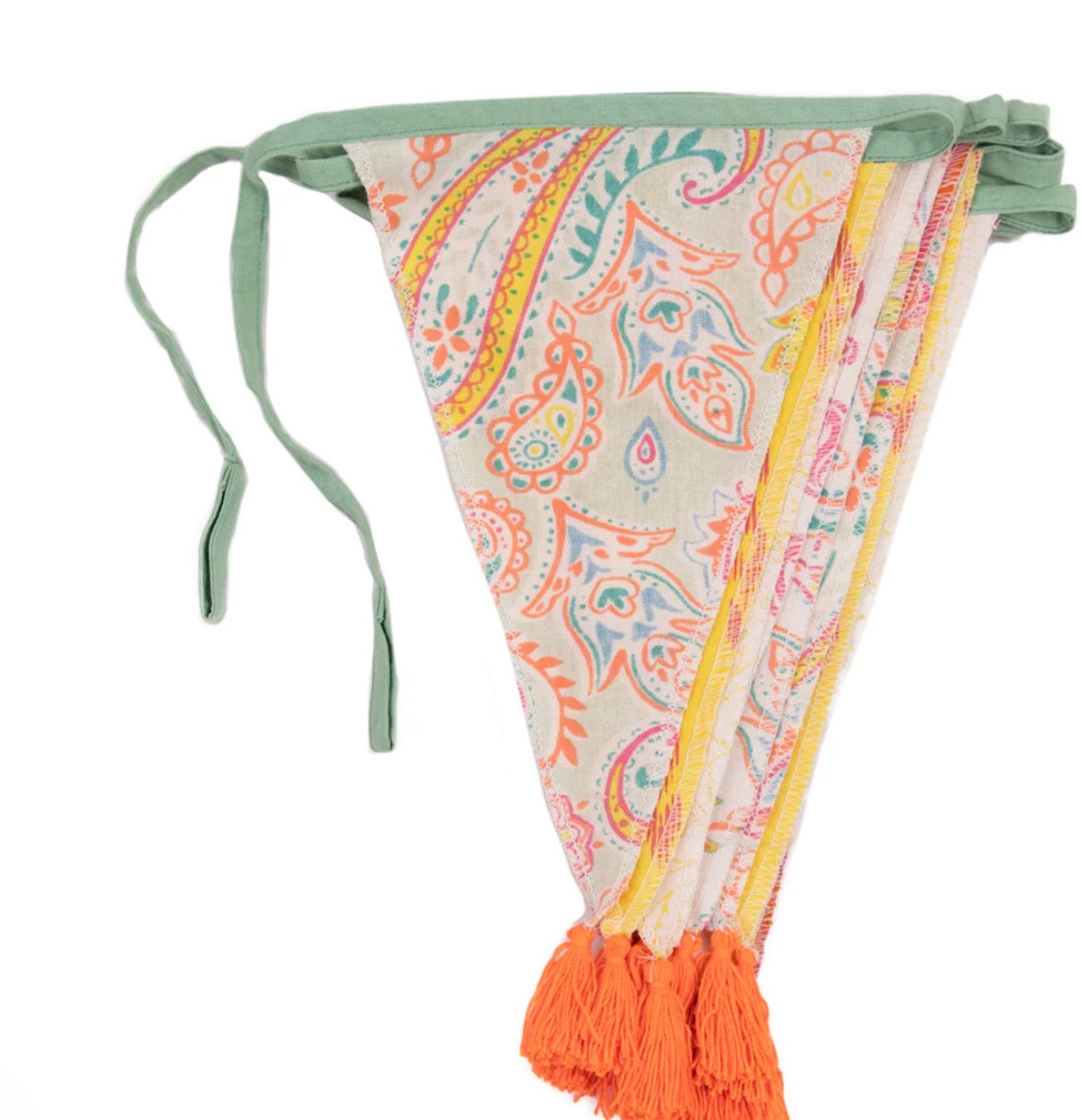 Paisley Orange & Pink Fabric Bunting - 3m