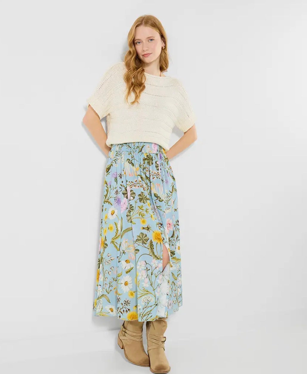 Spring meadow floral skirt