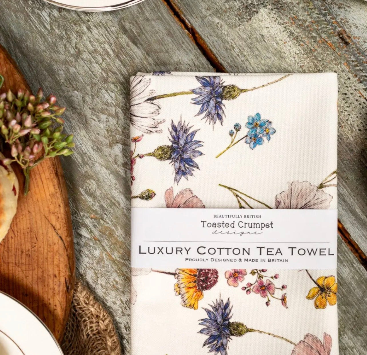 Toasted Crumpet Regency Gardens Luxury Cotton Tea Towel