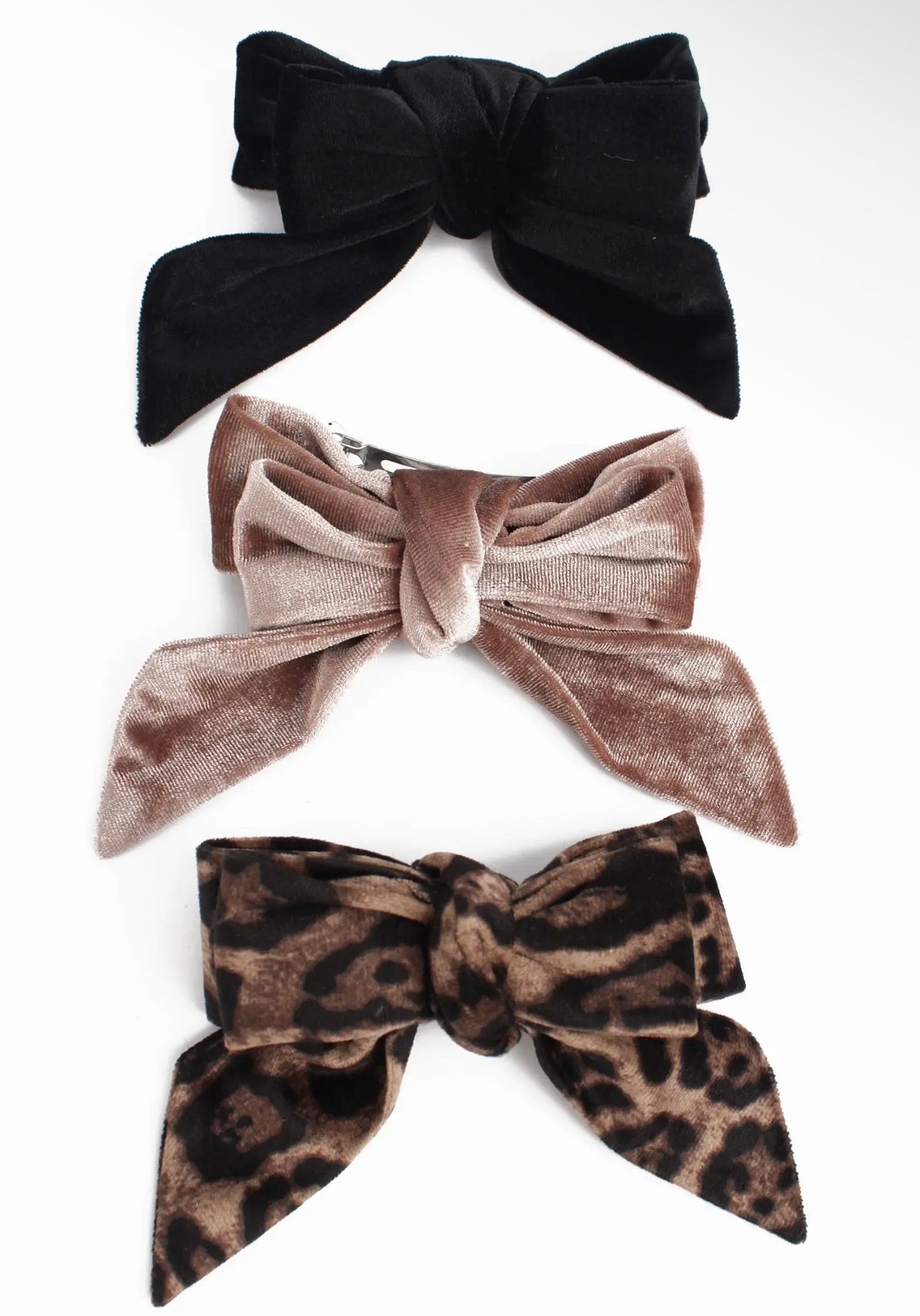 My Doris Velvet Bow Hair Clip – Black, Mink or Leopard Print