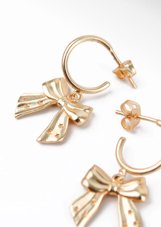 My Doris 18ct Gold-Plated Bow Hoop Earrings