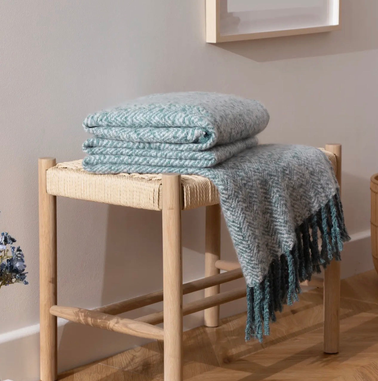 Herringbone Teal Throw