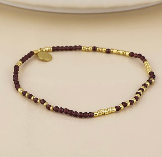Chocolate Brown & Gold Beaded Bracelet