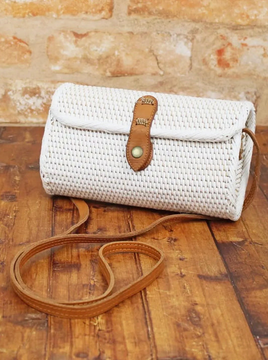 Basket Barrel Bag with Batik Fabric Lining