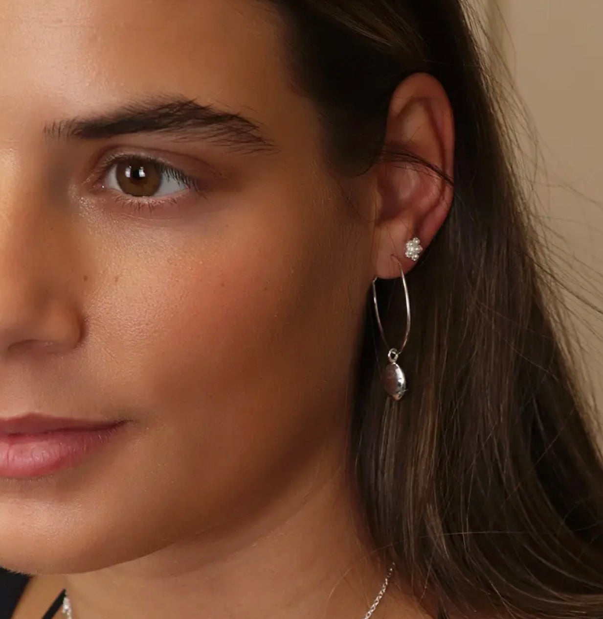 Sterling Silver Pearl Flower Studs