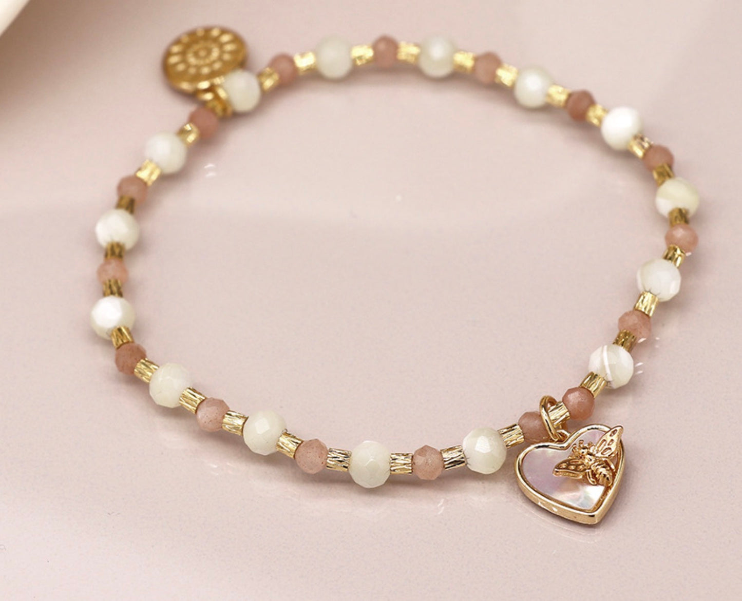 Bee & Heart Semi Precious Beaded Bracelet