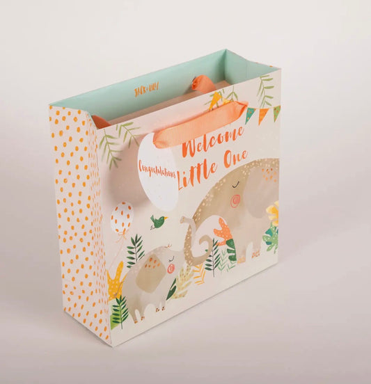 New Baby Gift Medium Bag- Elephants