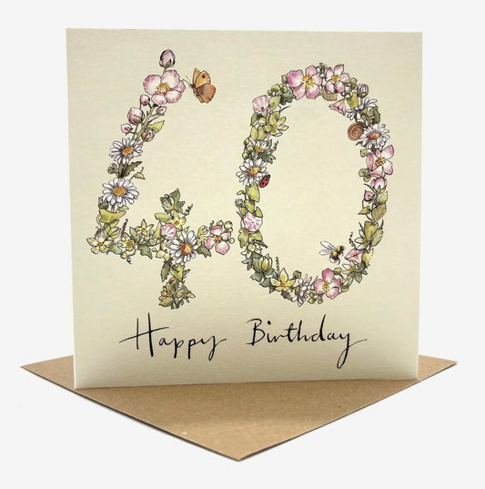Wildflower 40th Birthday Card