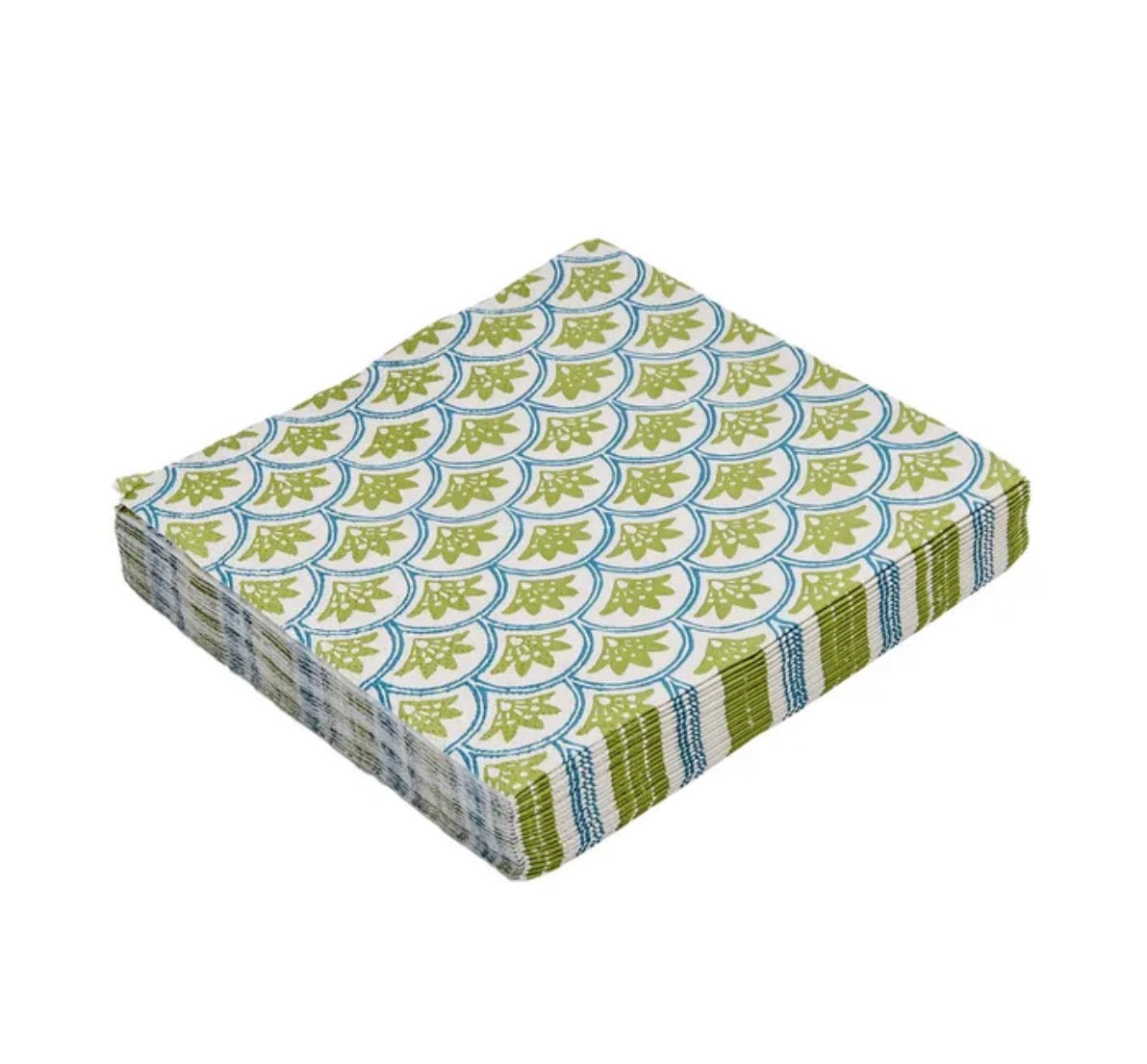 Land & Shore Paper Napkins – Green & Blue | Pack of 20