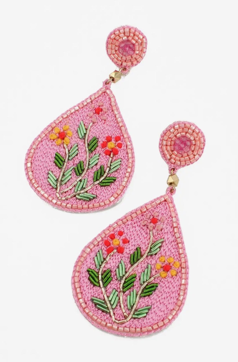 MY Doris Pink Floral Folk Earrings