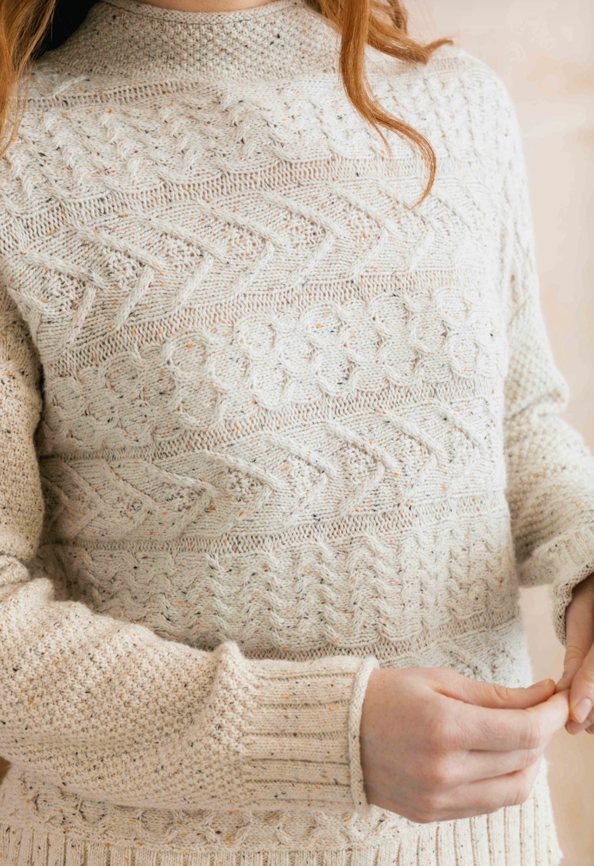 SONIA CABLE KNIT HIGH NECK JUMPER ECRU - by Lilly & Me