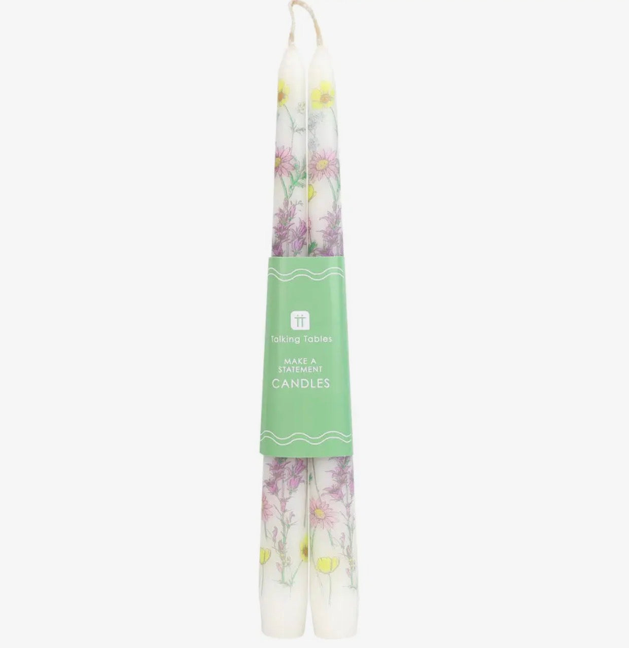 Meadow Flower Taper Dinner Candles - pack of 2