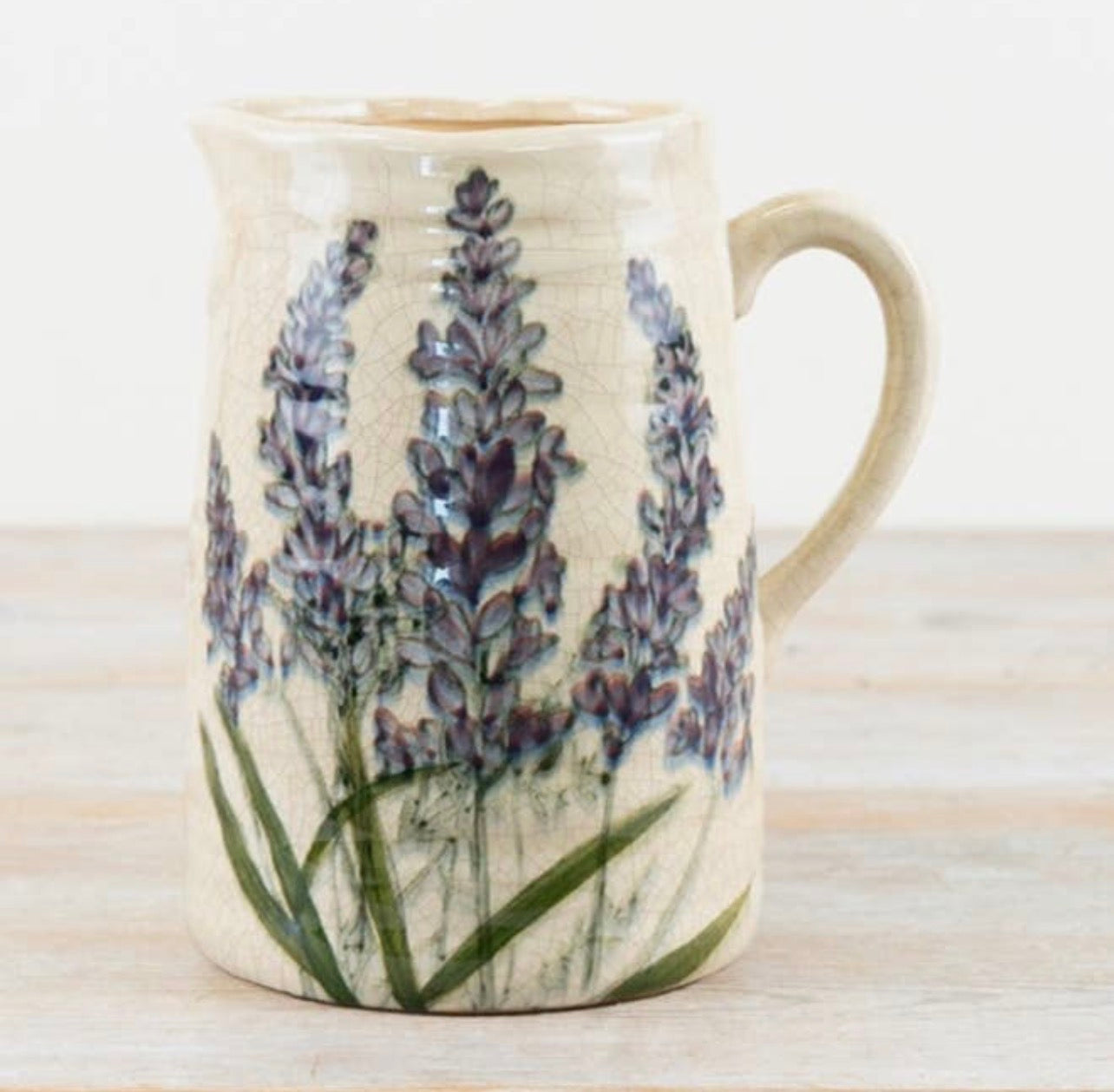 Rustic Lavender Ceramic Jug Vase – 19.5cm