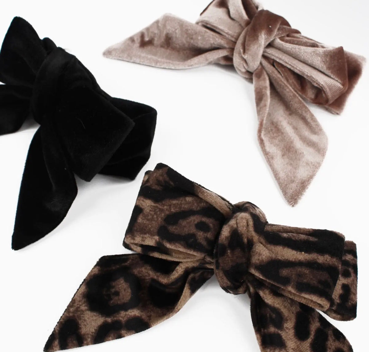 My Doris Velvet Bow Hair Clip – Black, Mink or Leopard Print