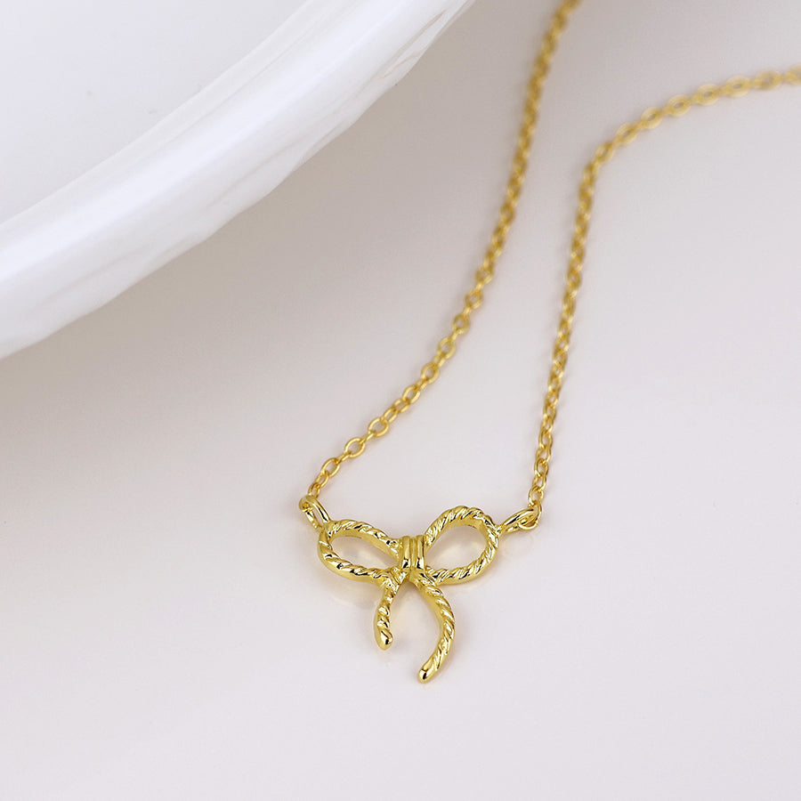 Sterling Silver Gold Plated Bow Necklace