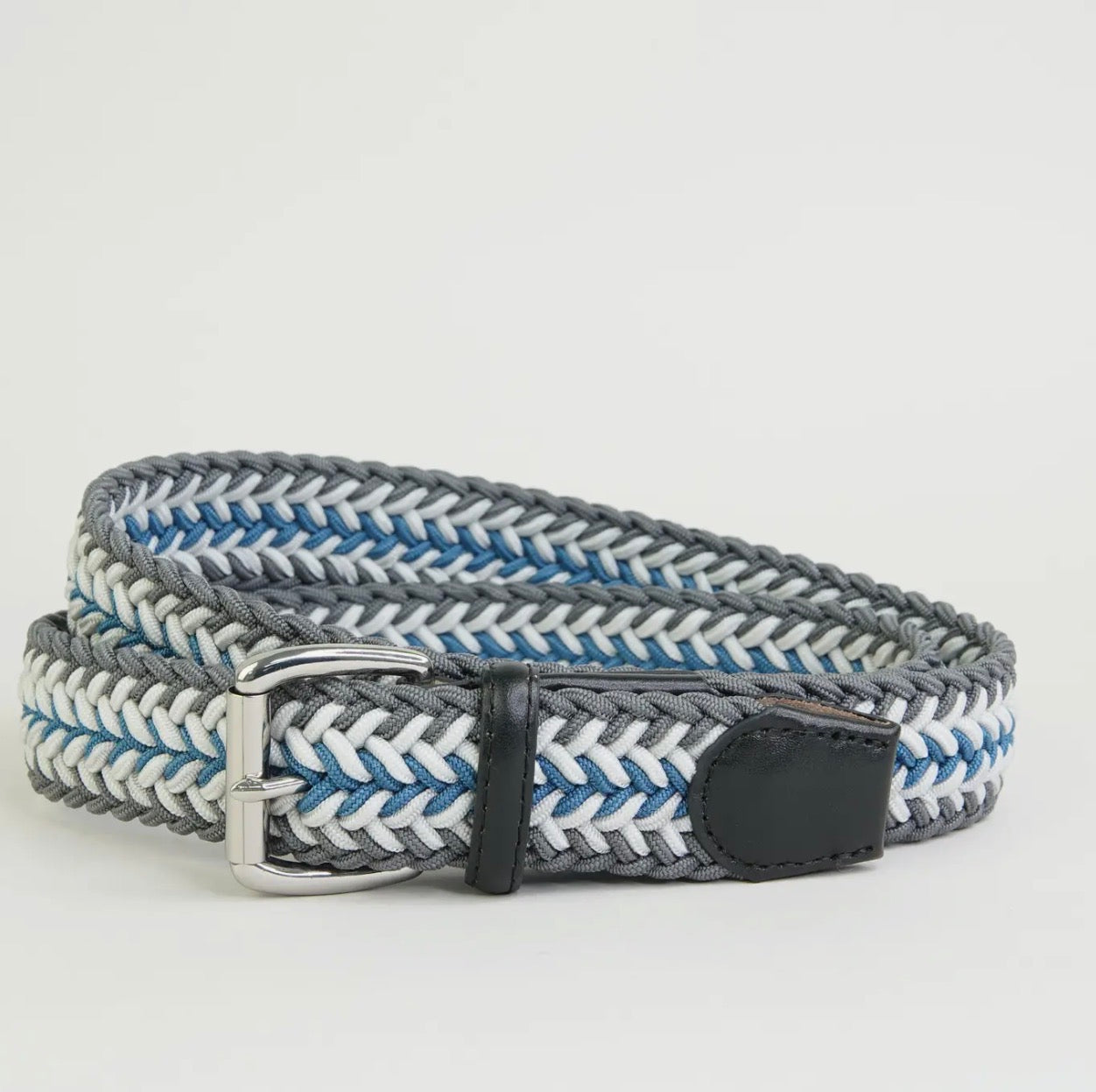 Chevron Weaver Belt in light grey & blue