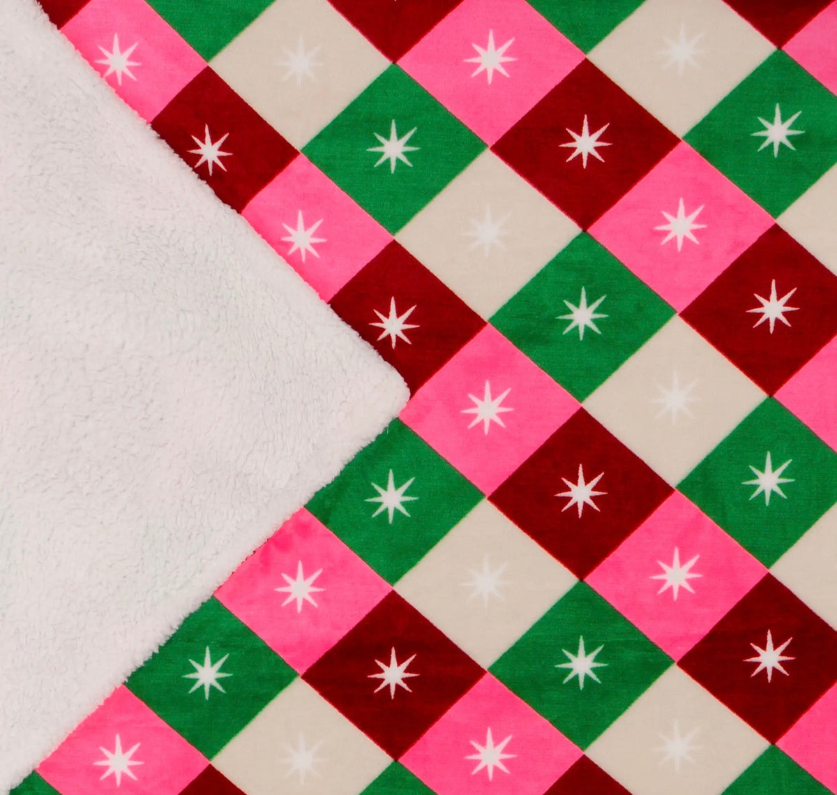 Star Sherpa Fleece Throw – Multicolour, 140 × 180cm