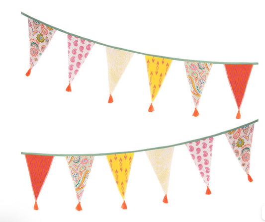 Paisley Orange & Pink Fabric Bunting - 3m
