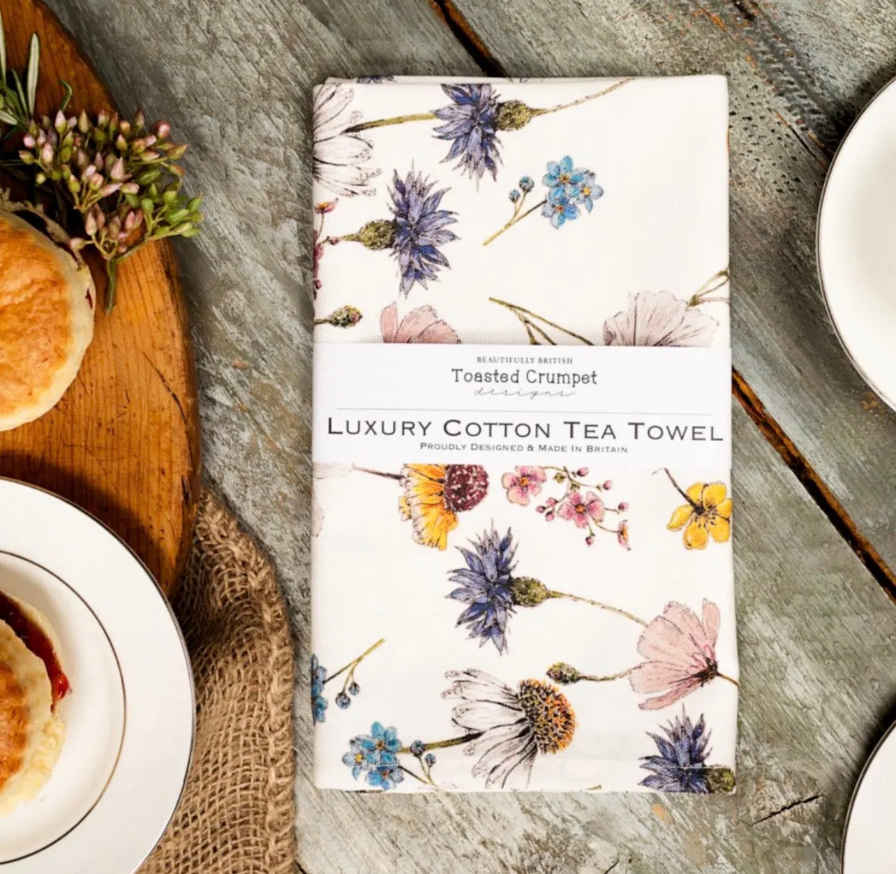 Toasted Crumpet Regency Gardens Luxury Cotton Tea Towel
