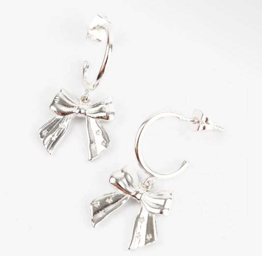 My Doris Silver-Plated Bow Hoop Earrings
