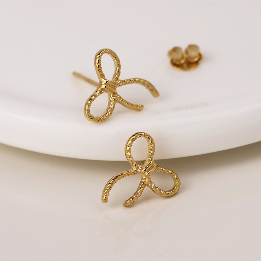Sterling Silver Gold plated Bow earrings