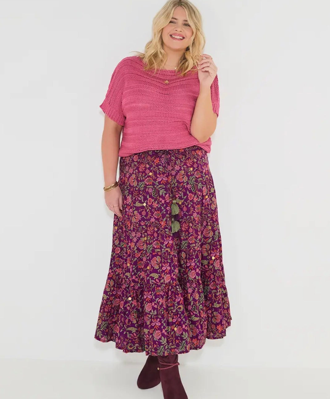 Heidi maxi skirt - mauve & green