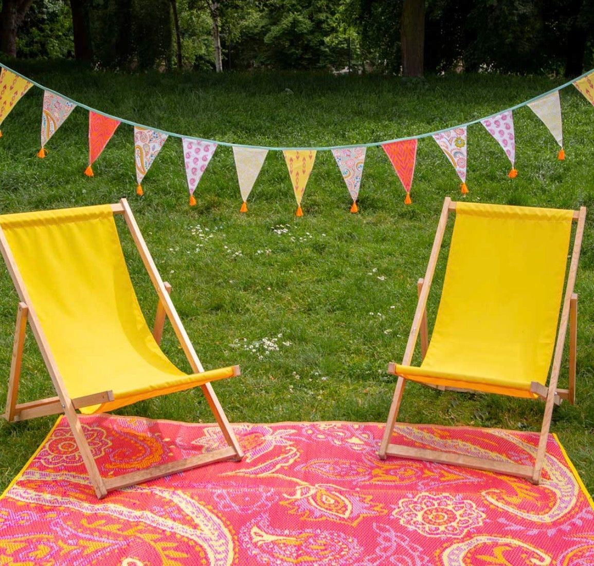 Paisley Orange & Pink Fabric Bunting - 3m