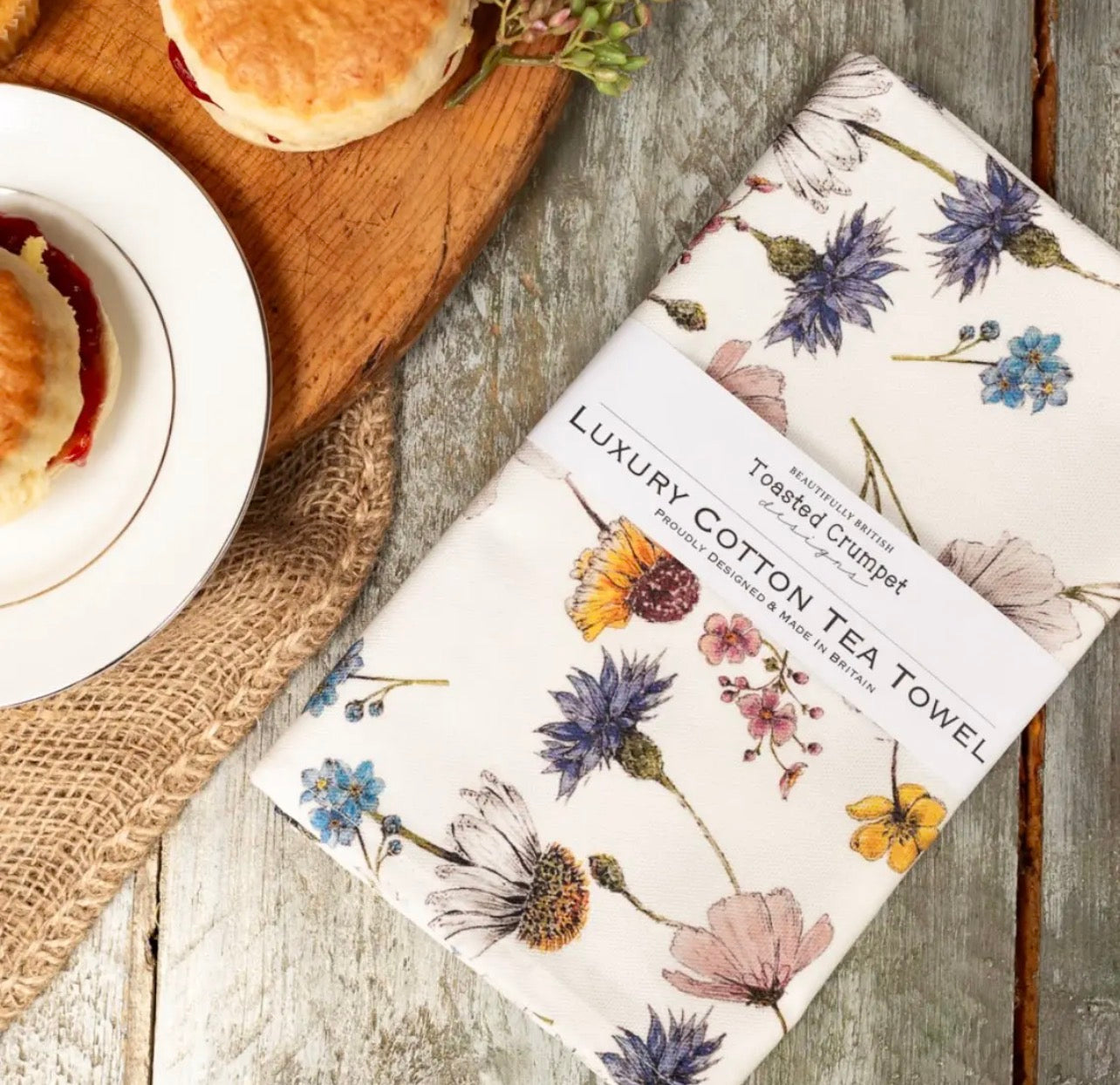 Toasted Crumpet Regency Gardens Luxury Cotton Tea Towel
