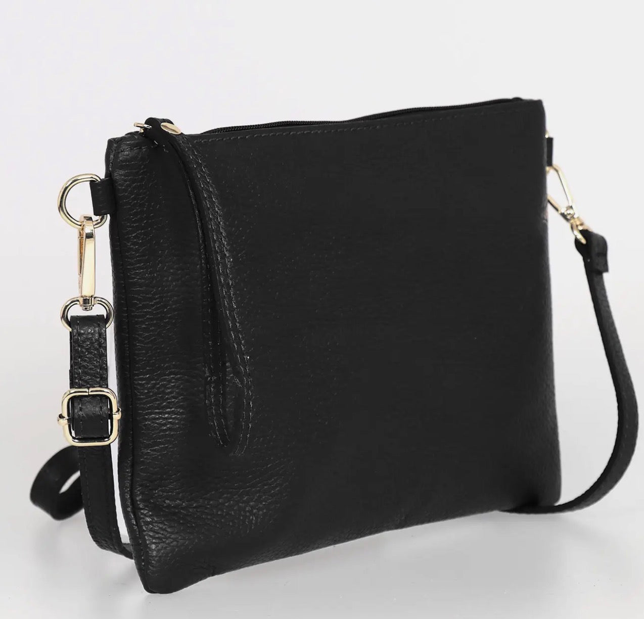Jenna Leather Clutch Bag Black