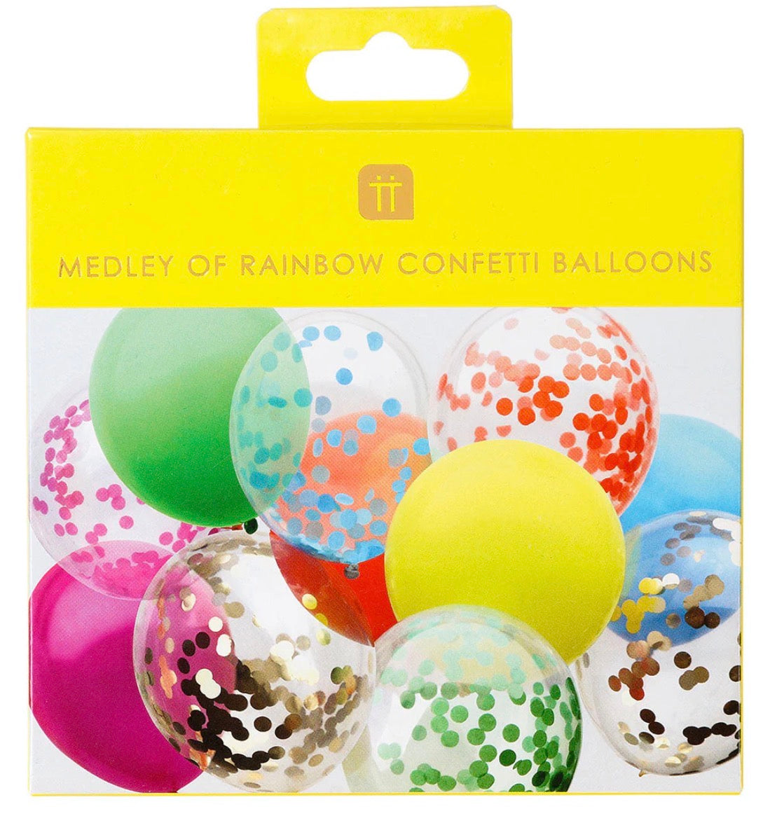Rainbow Confetti Balloons - 12 pack