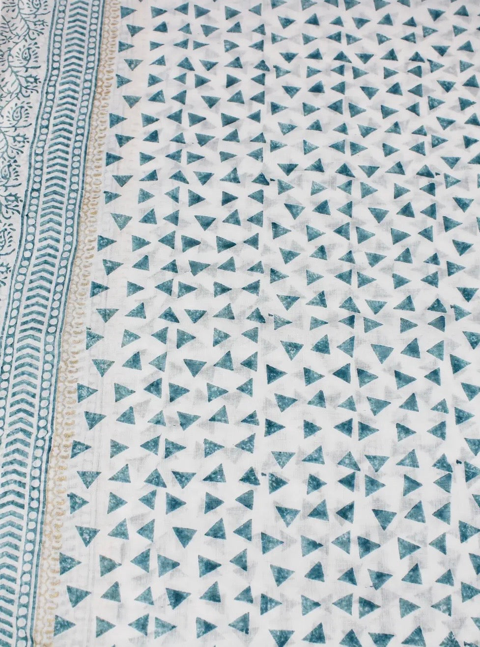 Block Printed Cotton Scarf (blue)