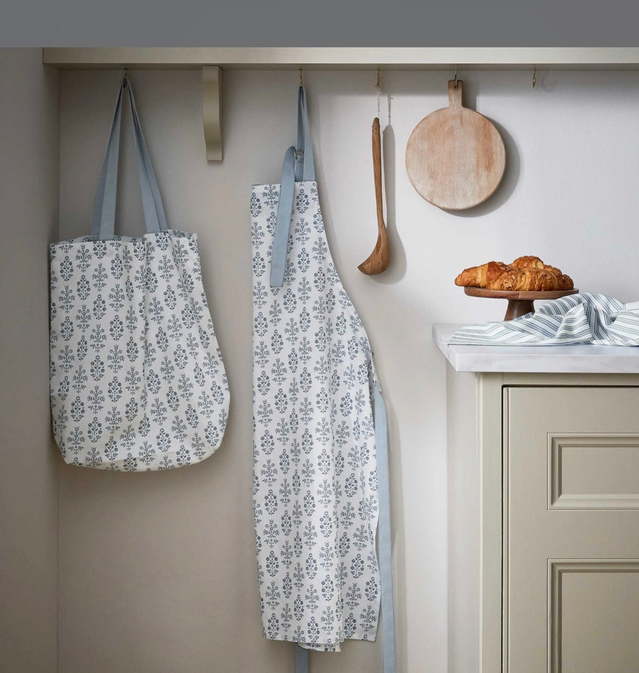 Sofie Blue Cotton Apron | Floral