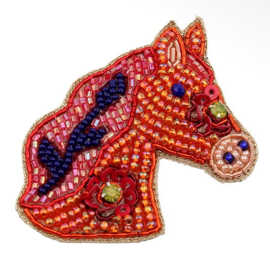 My Doris Folk Horse Beaded Brooch