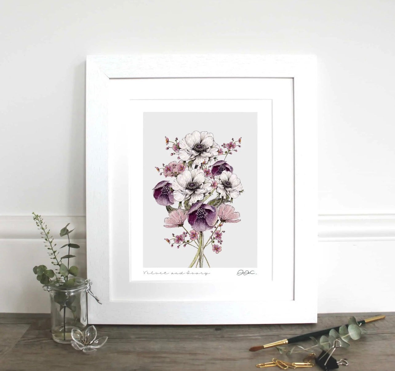 Toasted Crumpet Velvet & Ivory Floral Fine Art Print – 10 x 12”