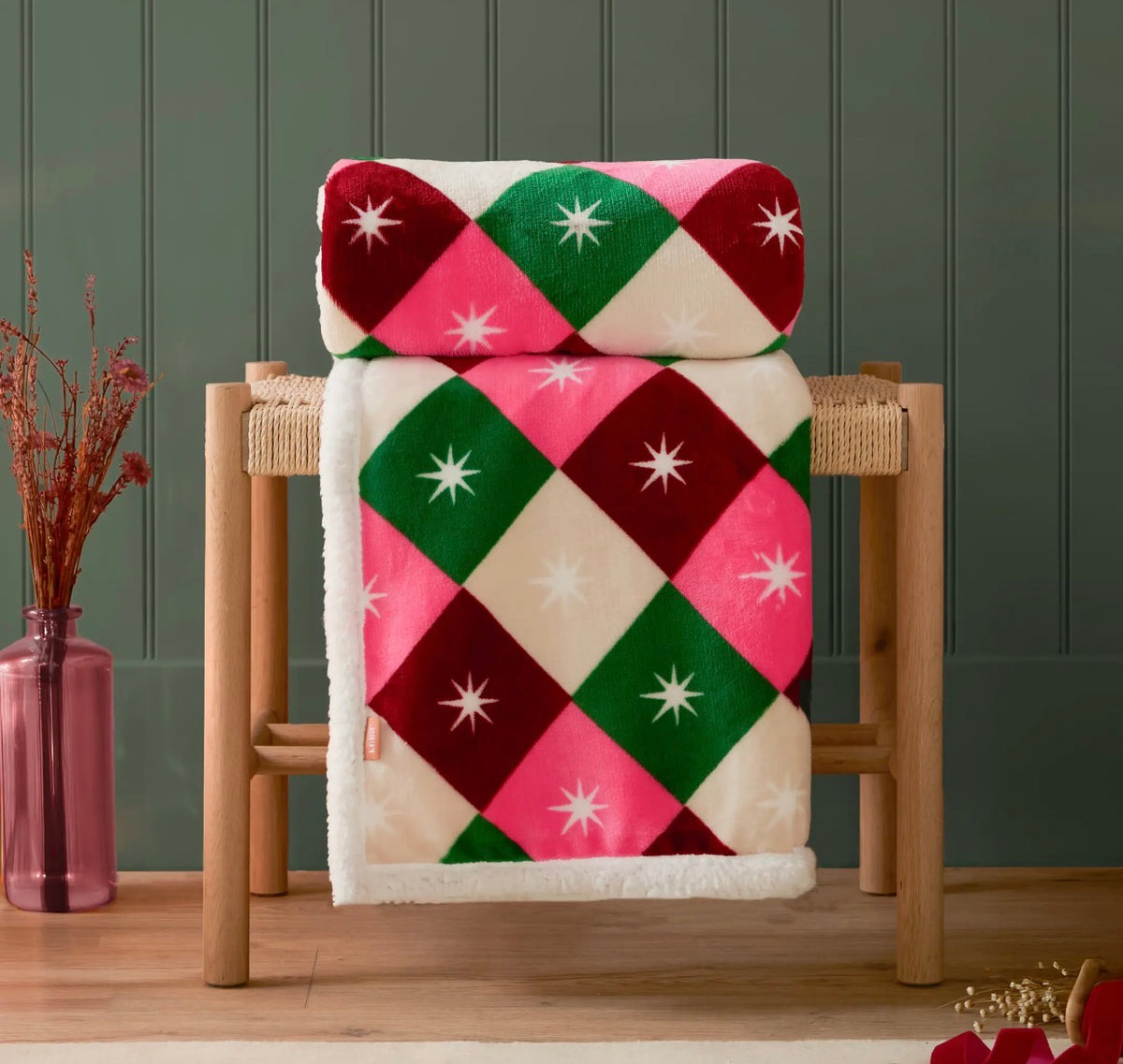 Star Sherpa Fleece Throw – Multicolour, 140 × 180cm