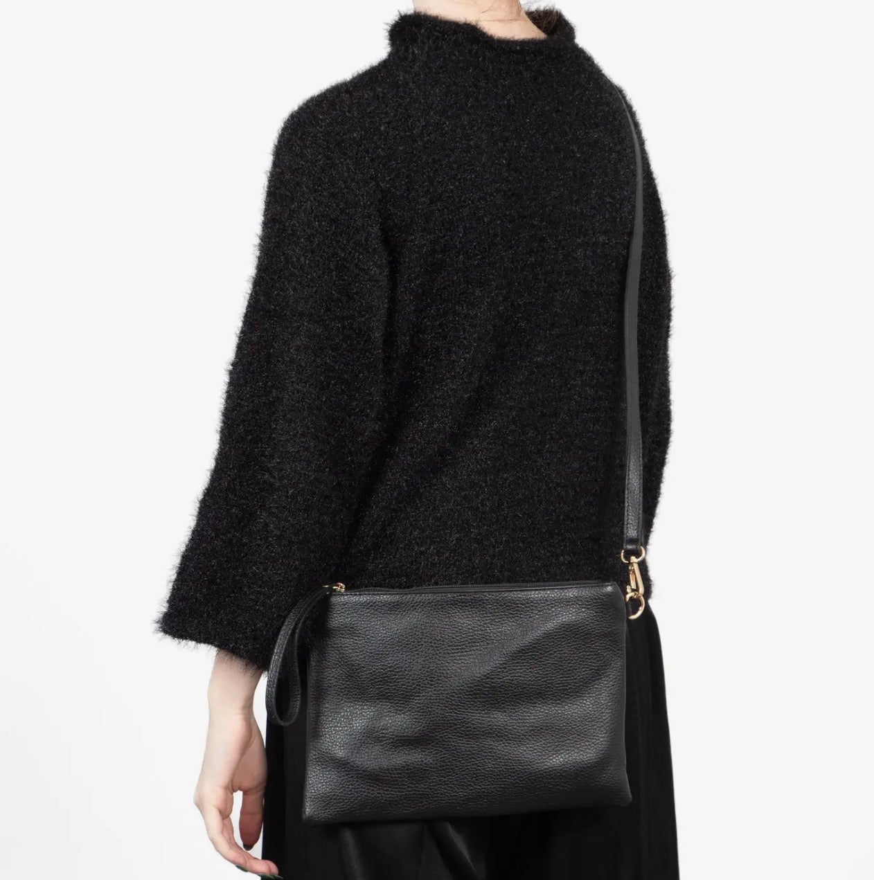 Jenna Leather Clutch Bag Black