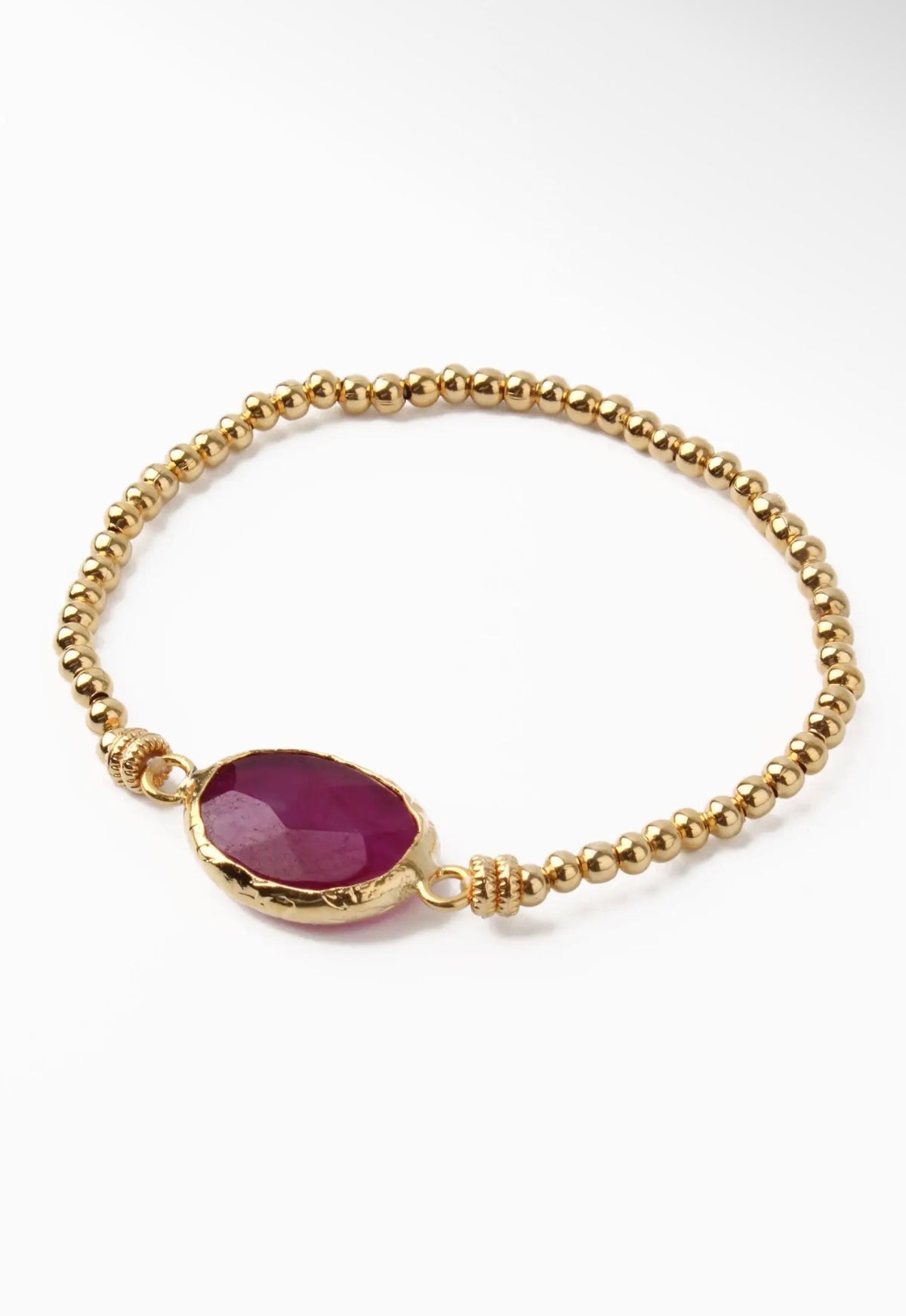 My Doris Amethyst Gemstone & Gold-Plated Beaded Bracelet