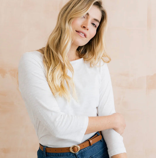 Monica Organic Cotton Jersey Top - White