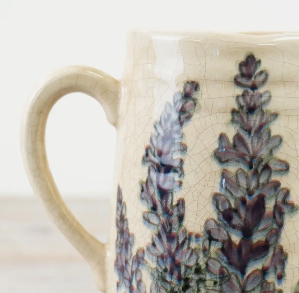 Rustic Lavender Ceramic Jug Vase – 19.5cm