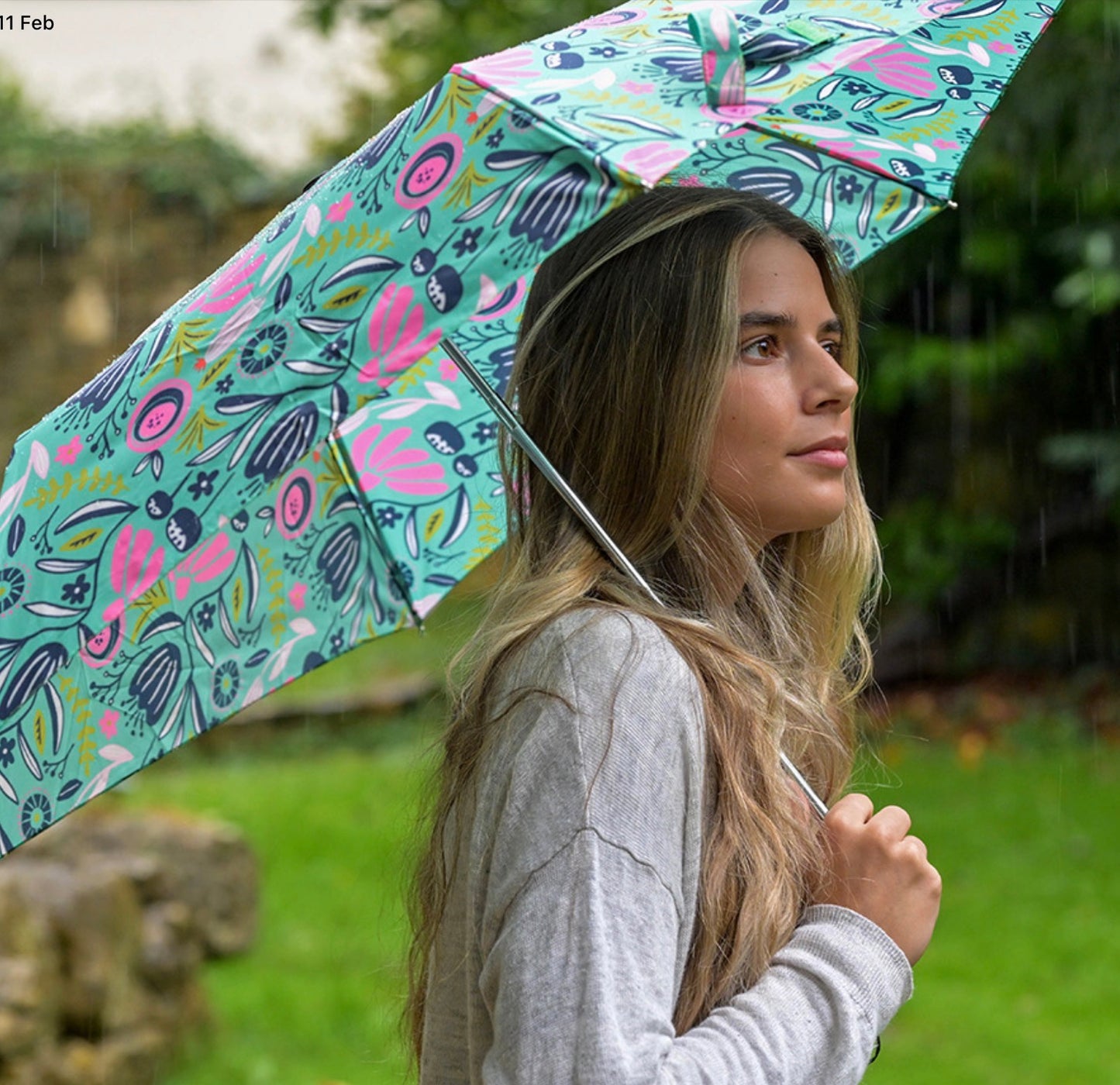 Green Floral Umbrella