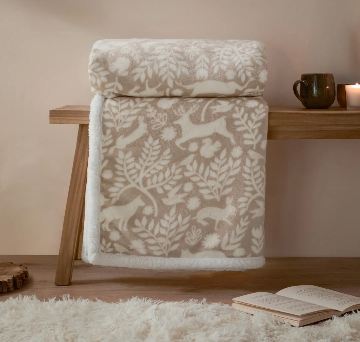 Woodland Sherpa Fleece Throw – Sable
