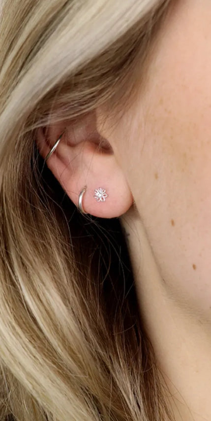 Sterling Silver Tiny Crystal Flower stud
