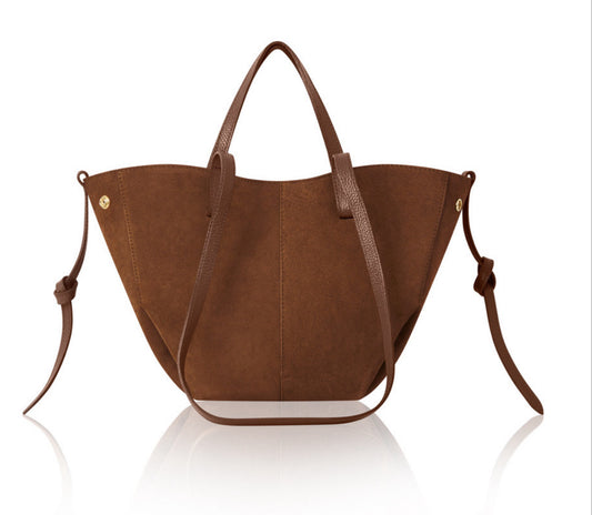 Suede Tan Bag - Carly Italian Leather Shoulder Bag