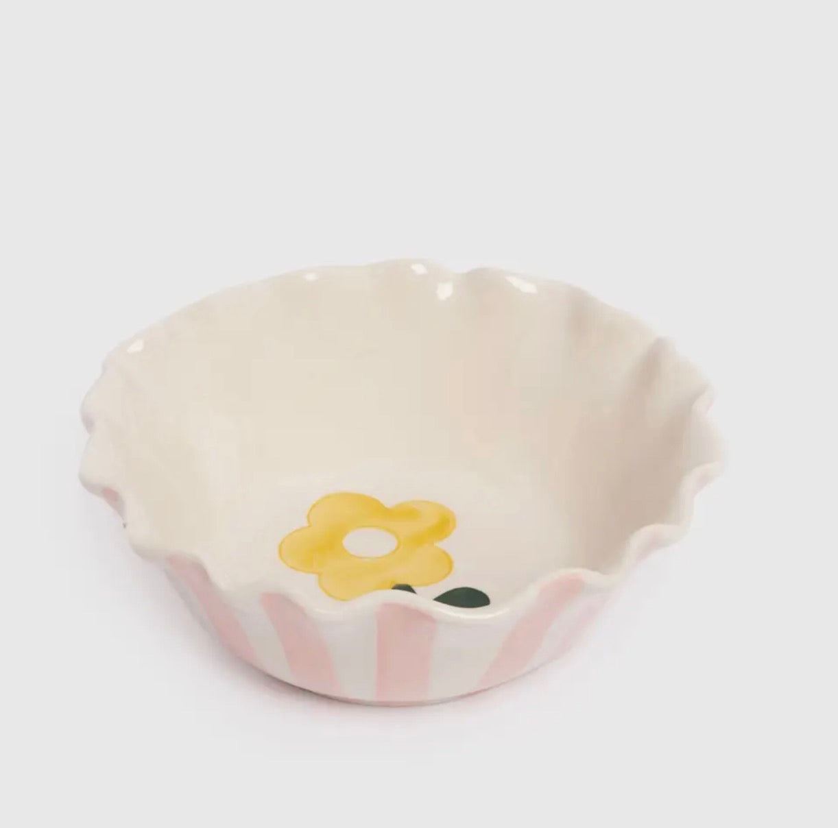 Pink Stripe Floral Bowl - Caroline Gardner