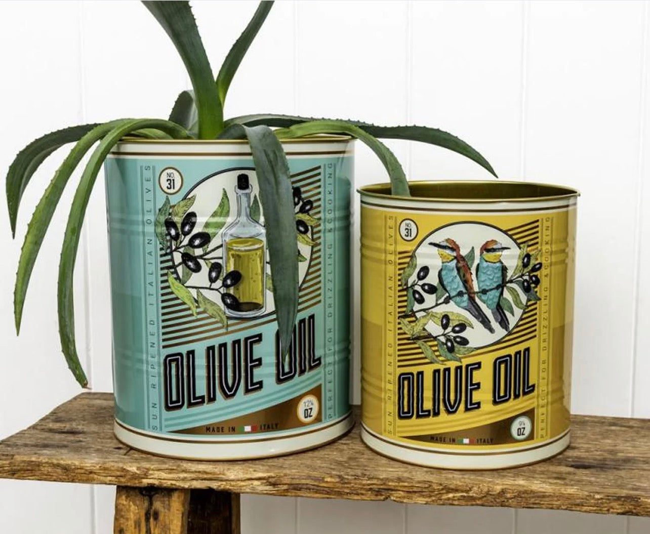 XL Decorative Storage Tins  - sold as set of 2 (Olive oil design)