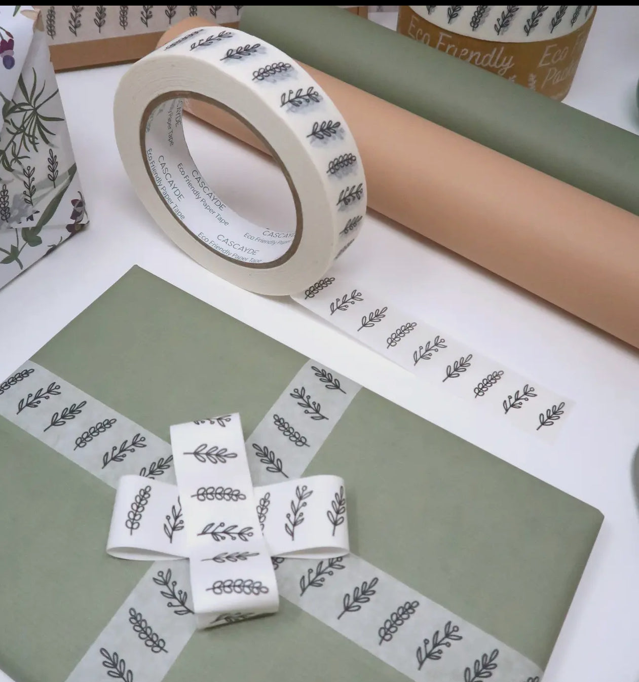 Paper Tape 24mm - White Wild Flowers