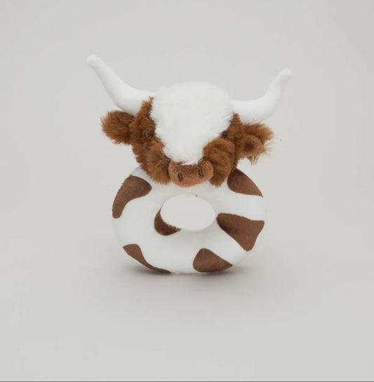 Long Horn Cow Baby Rattle - super soft.