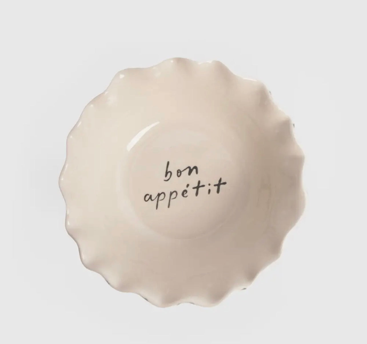 Teal Stripe Bon Appétit Small Bowl - Caroline Gardner