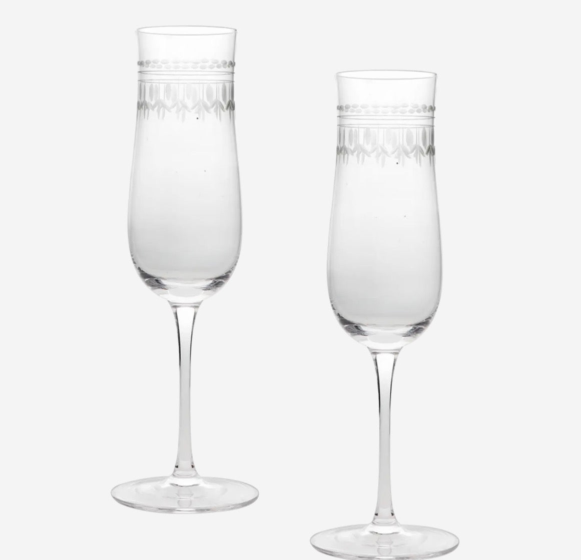 Vintage Etched Champagne Glasses - 200ml