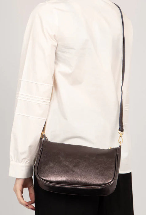 Leather Baguette Bag - Gun Metal